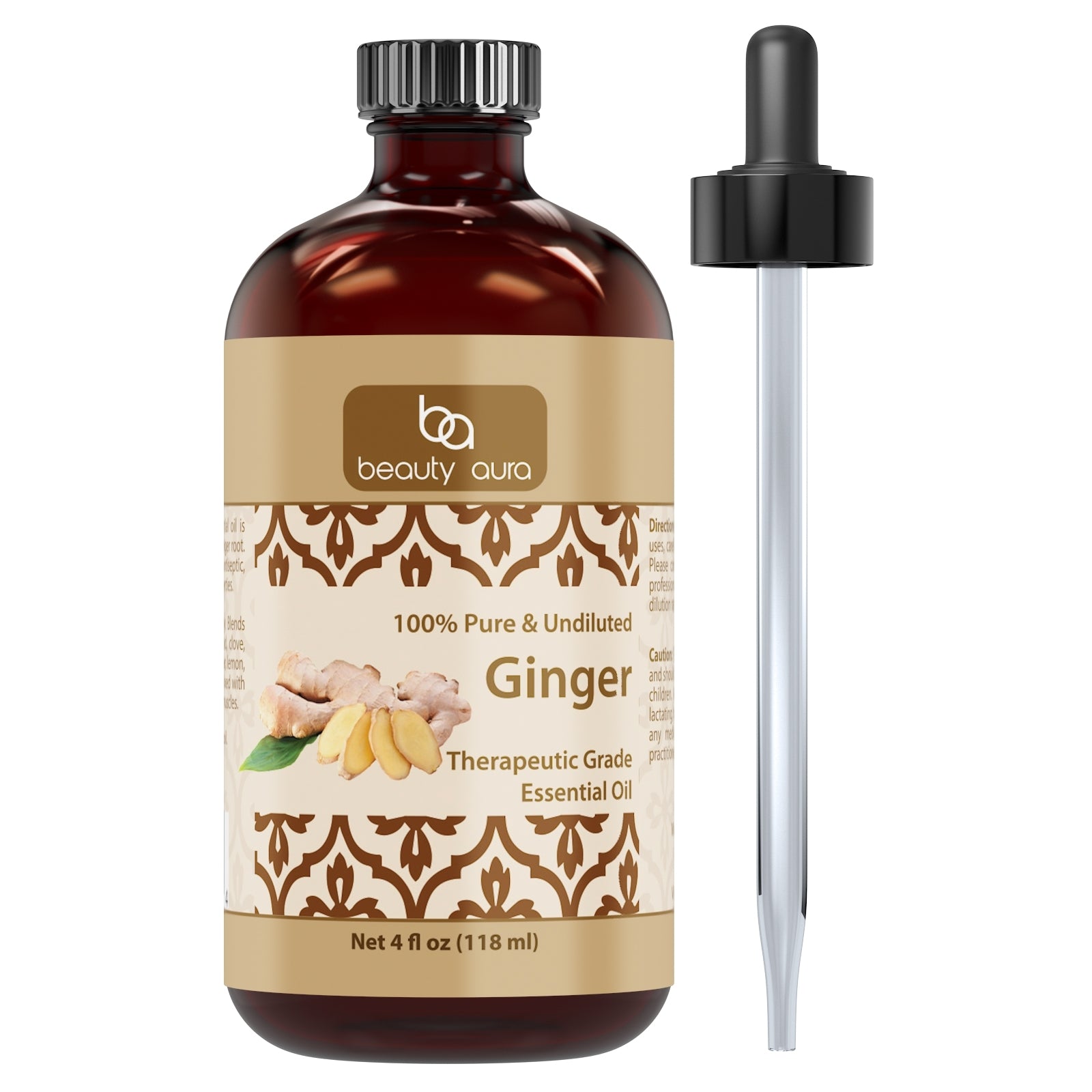 Beauty Aura Ginger Essential Oil | 4 Fl Oz | 118 Ml