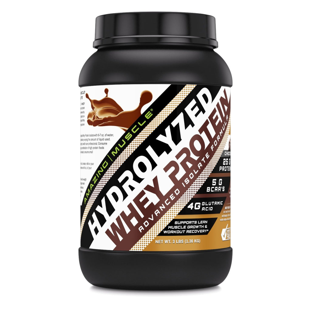 Amazing Muscle Hydrolyzed Whey Protein Isolate 3 Lbs Chocolate