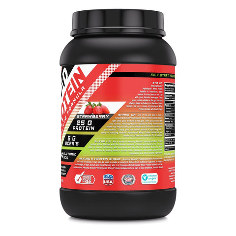 Image of Amazing Muscle Hydrolyzed Whey Protein Isolate | 3 Lb | Strawberry