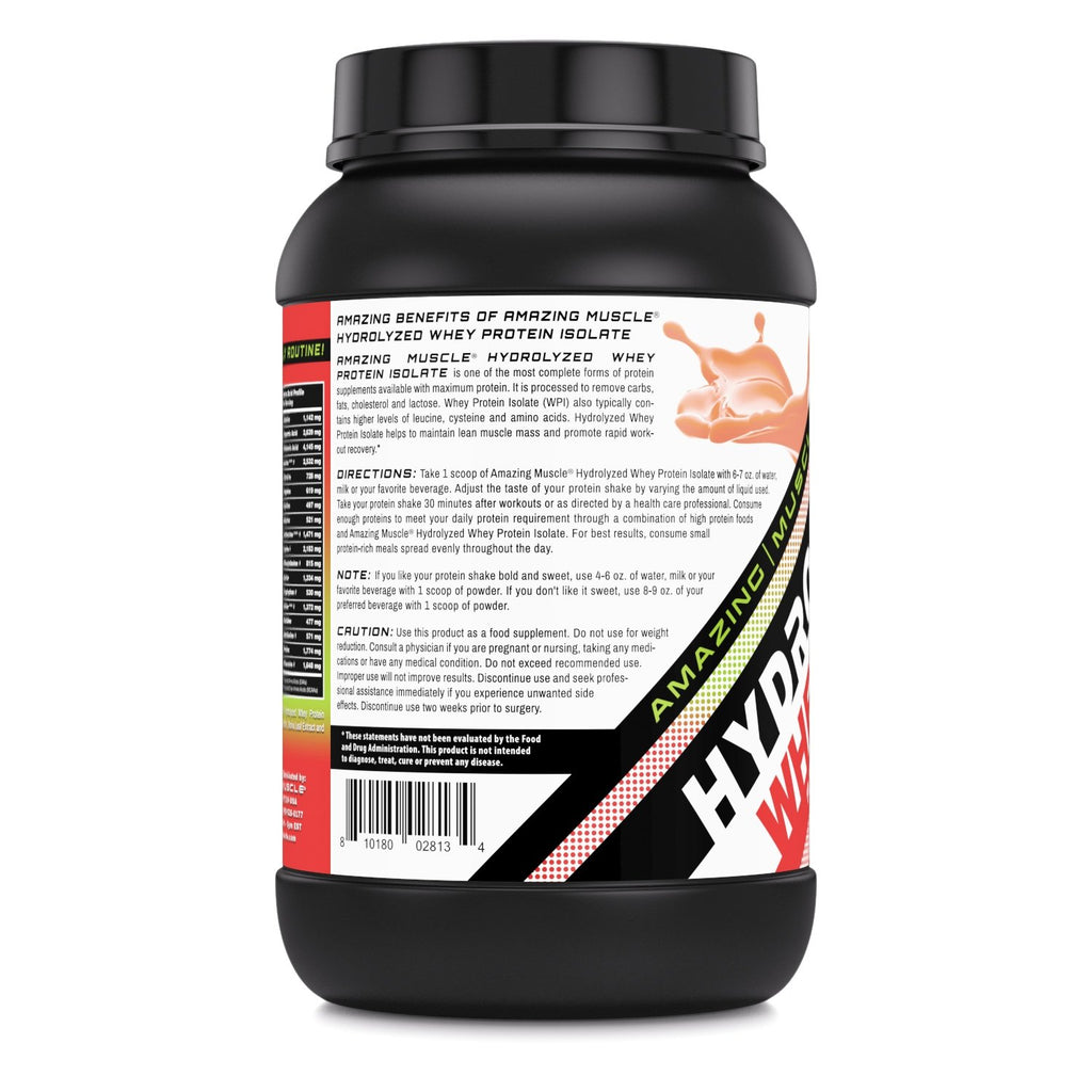 Amazing Muscle Hydrolyzed Whey Protein Isolate | 3 Lb | Strawberry Flavor