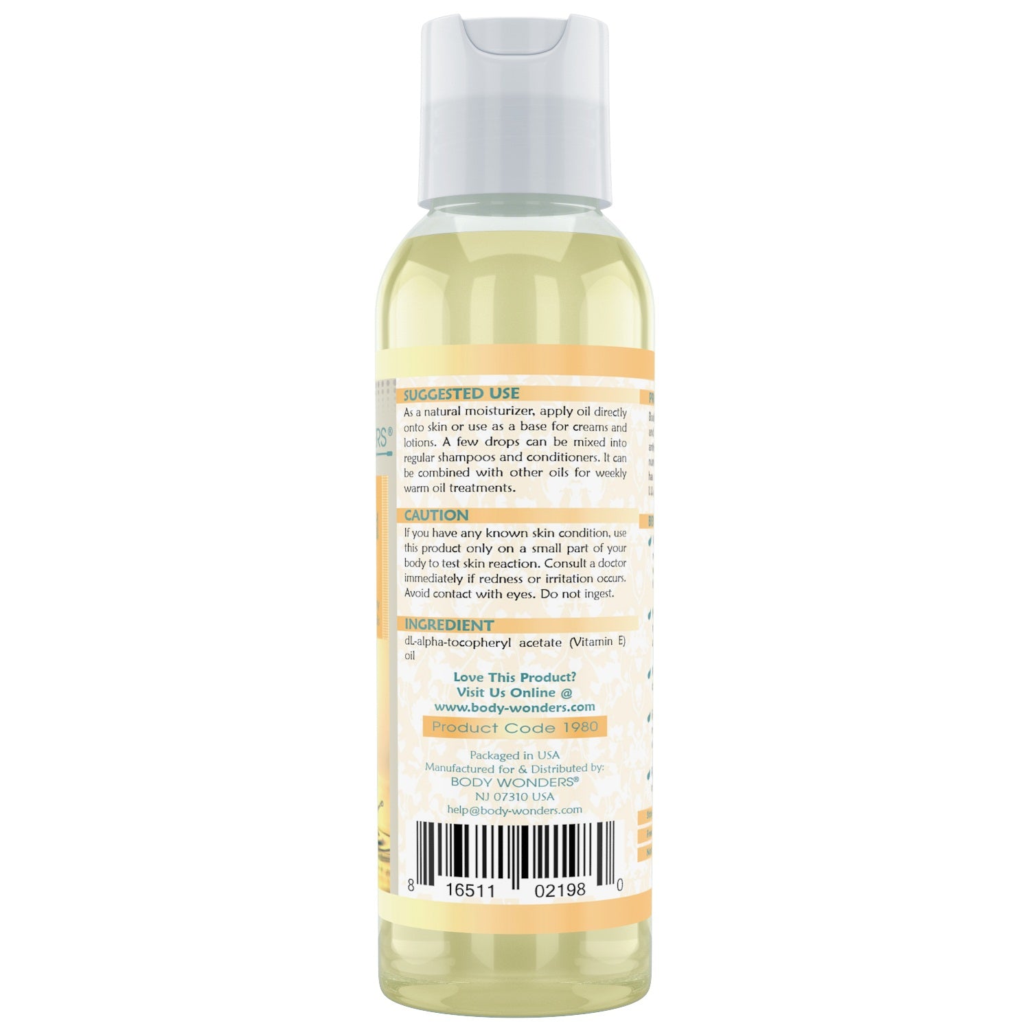 Body Wonders Vitamin E Oil | 4 Fl Oz | 118 Ml