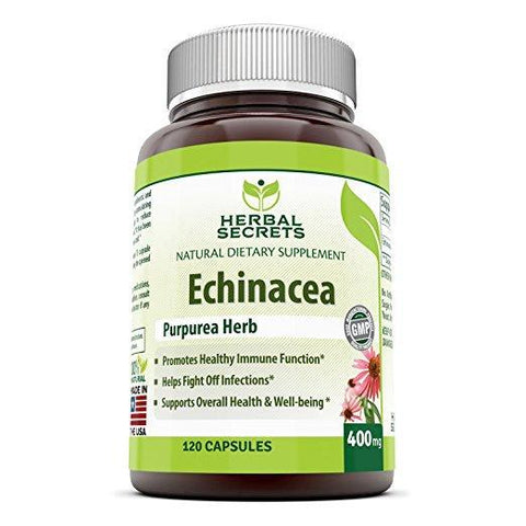 Herbal Secrets Echinacea Supplement - 400 Mg, 120 Capsules - Amazing Nutrition