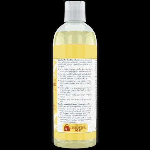 Beauty Aura Sweet Almond Oil | 16 Fl. Oz (473 ml) | 100% Pure | Moisturizing Oil
