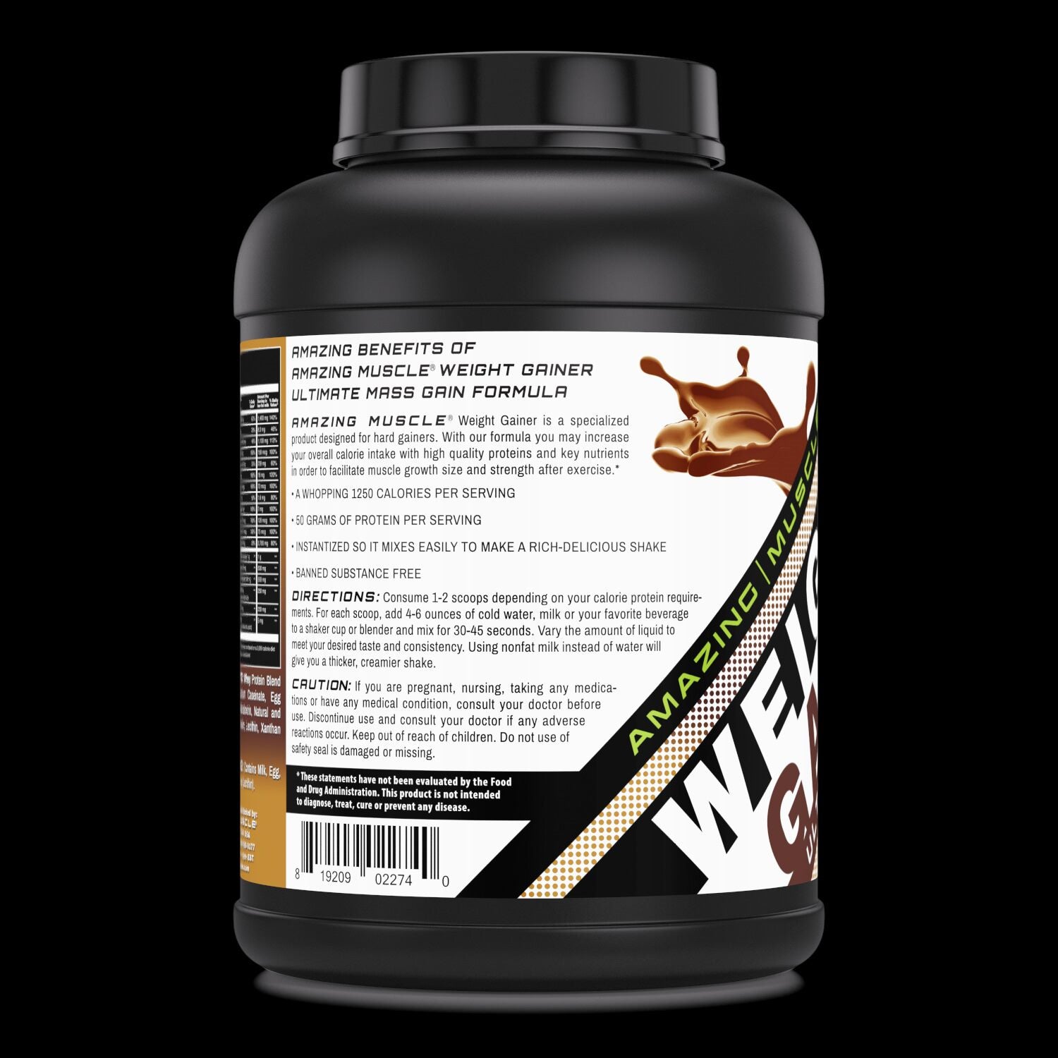 Amazing Muscle Weight Gainer Protein Powder | Chocolate Flavor | 6 Lb | 50 G Protein per Serving | 8 Servings