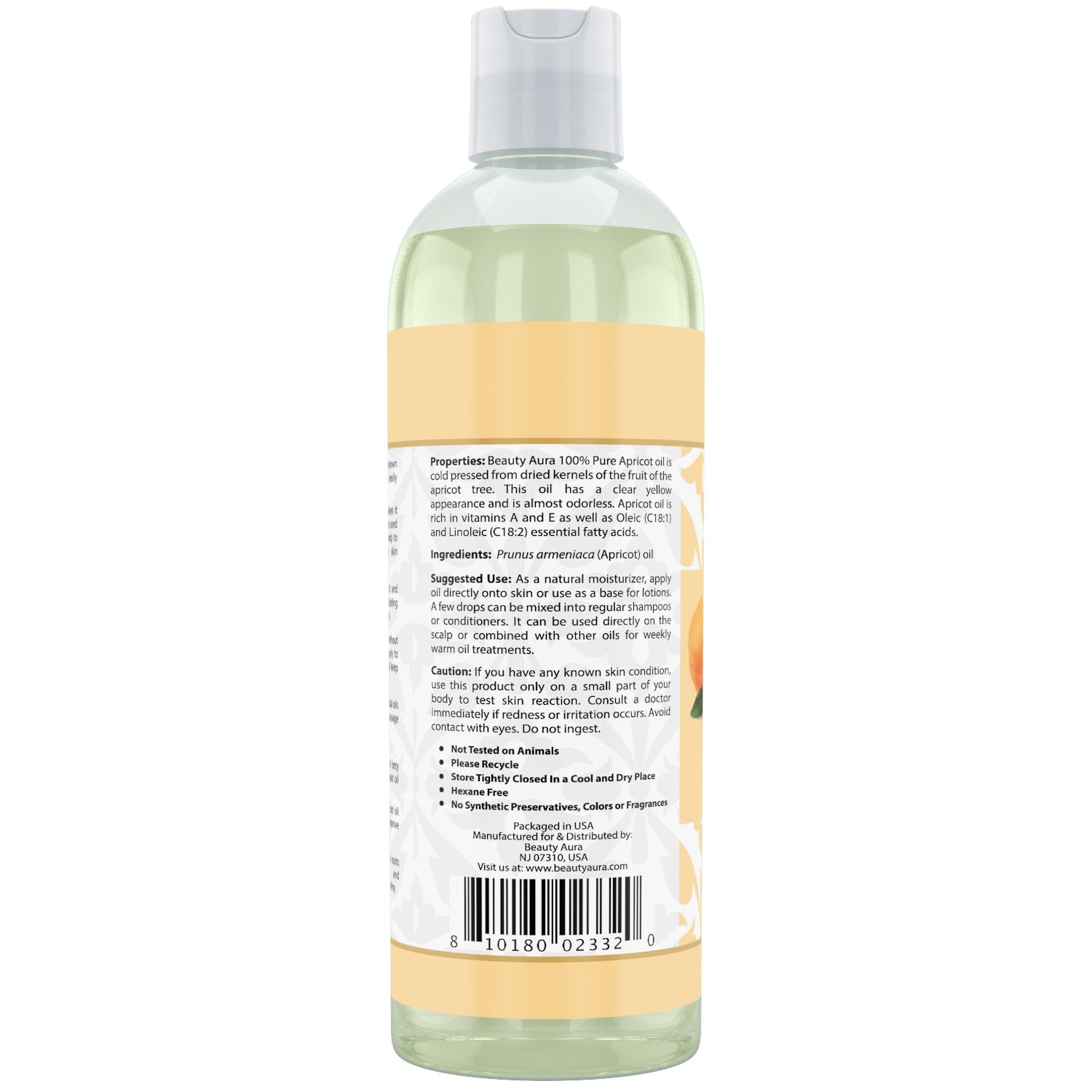 Beauty Aura Apricot Oil | 16 Fl Oz |  473 Ml