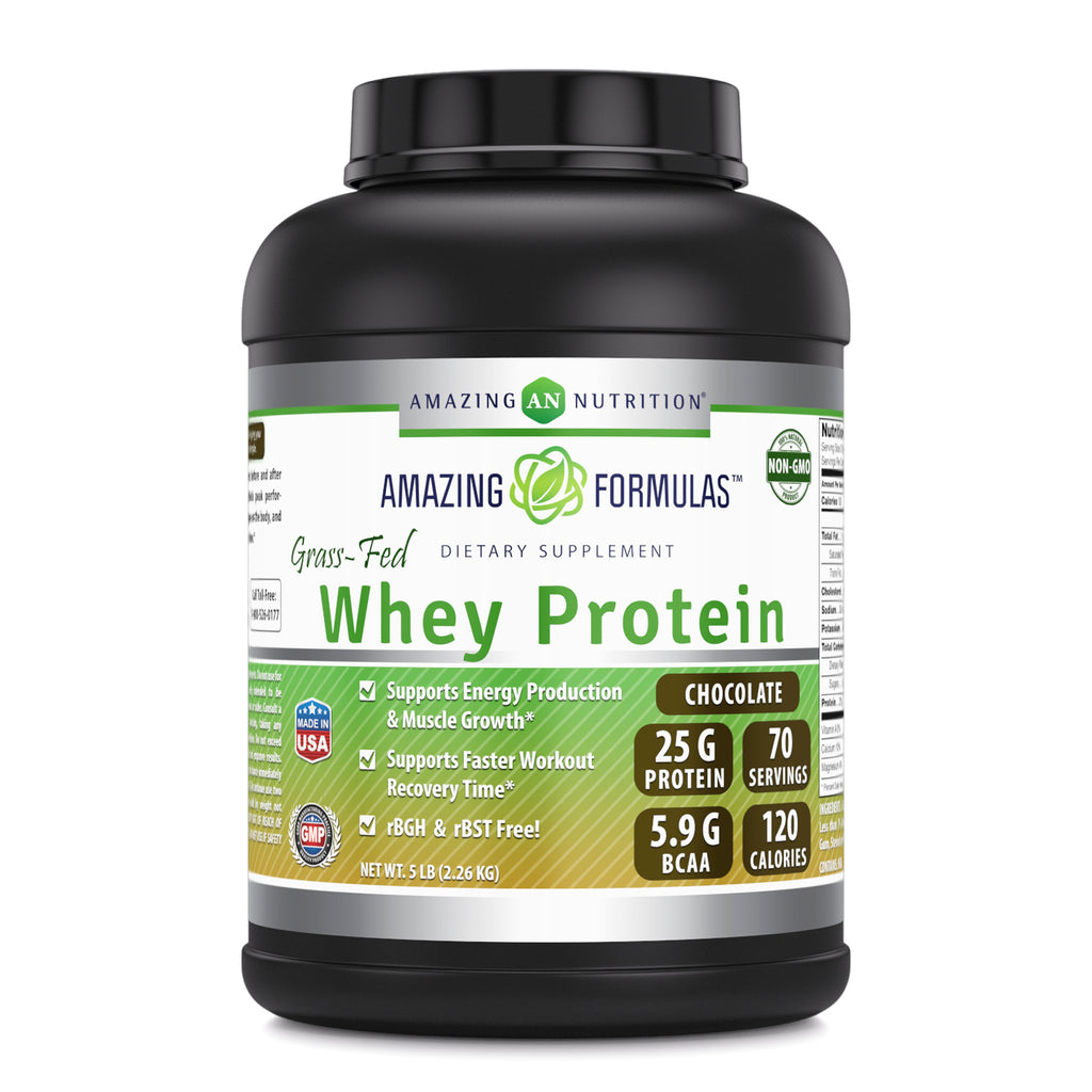 Amazing Formulas Grass FED Whey Protein | 5 Lbs | Chocolate Flavor