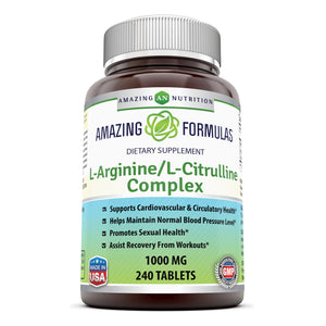 Amazing Formulas L-Arginine/L-Citrulline Complex 1000 Mg 240 Tablets