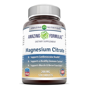 Amazing Formulas Magnesium Citrate | 200 Mg | 120 Tablets
