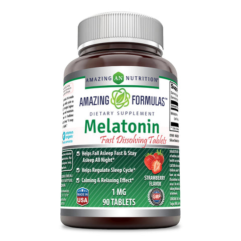Image of Amazing Formulas Melatonin | 1 Mg | 90 Tablets |  Strawberry Flavor