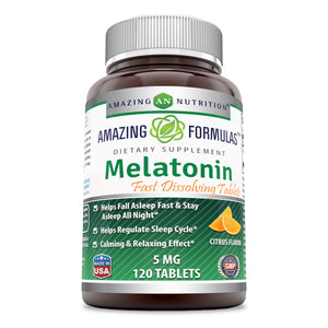 Amazing Formulas Melatonin Quick Dissolve | 5 Mg | 120 Tablets | Citrus Flavor