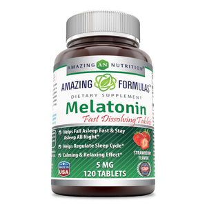 Amazing Formulas Melatonin Quick Dissolve | 5 Mg | 120 Tablets | Strawberry Flavor