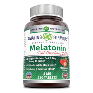 Amazing Formulas Melatonin Quick Dissolve | 5 Mg | 250 Tablets | Strawberry Flavor