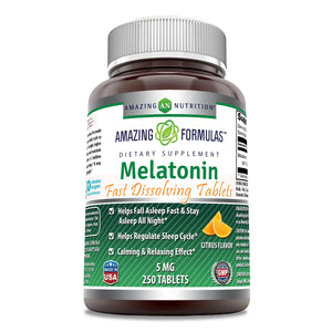 Amazing Formulas Melatonin Quick Dissolve | 5 Mg | 250 Tablets| Citrus Flavor