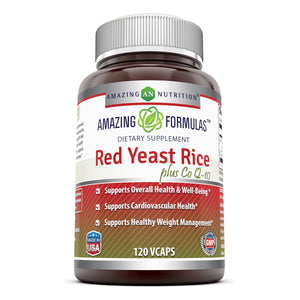 Amazing Formulas Red Yeast Rice 600 Mg Plus Co Q-10 50 Mg 120 Vegetarian Capsules