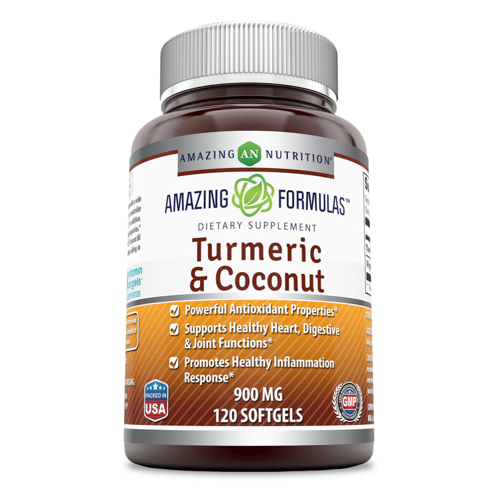 Amazing Formulas Natural Turmeric & Coconut | 900 Milligrams | 120 Softgels