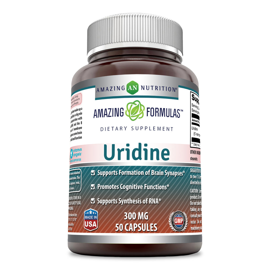 Amazing Formulas Uridine Dietary Supplement | 300 Milligrams | 50 Capsules
