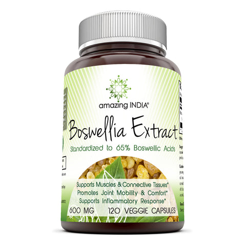Image of Amazing India Boswellia Extract 600 mg 120 Vegetarian Capsules