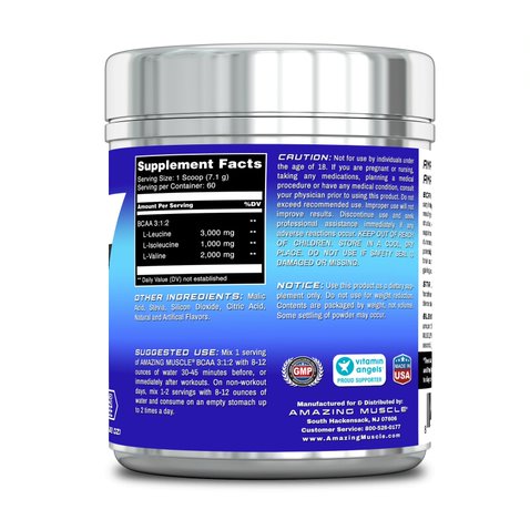 Image of Amazing Muscle BCAA 3:1:2 Branched Chain Amino Acid - 0.94 lbs. - Approx. 60 servings (Blue Raspberry)