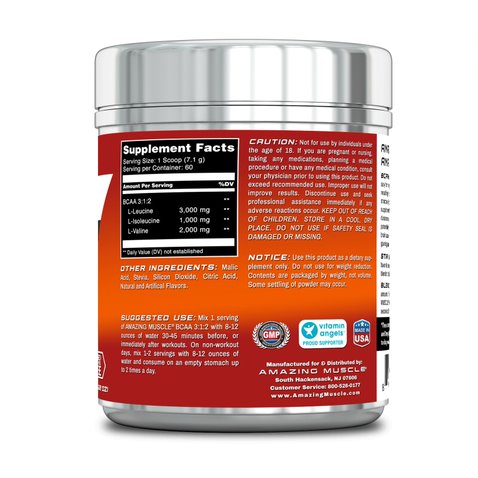 Image of Amazing Muscle BCAA - 3:1:2 Branched Chain Amino Acid 0.94 lbs. - Approx. 60 servings (Fruit Punch)