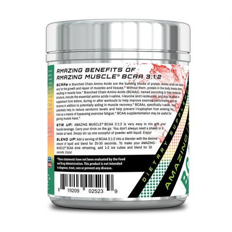 Amazing Muscle BCAA 3:1:2 Powder | Watermelon Flavor | 0.94 Lbs |  60 Servings | 7.1 Grams per Serving