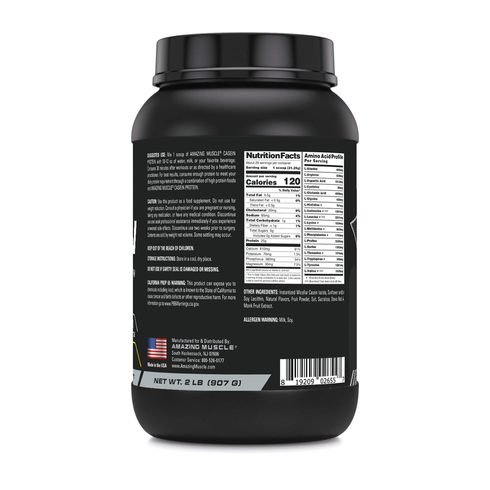 Amazing Muscle Casein Protein Powder | 25 Grams Protein | 2 Lb Powder