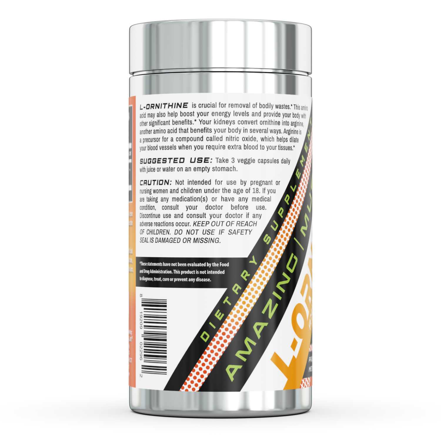 Amazing Muscle L-Ornithine | 1500 Mg per Serving | 120 Veggie Capsules