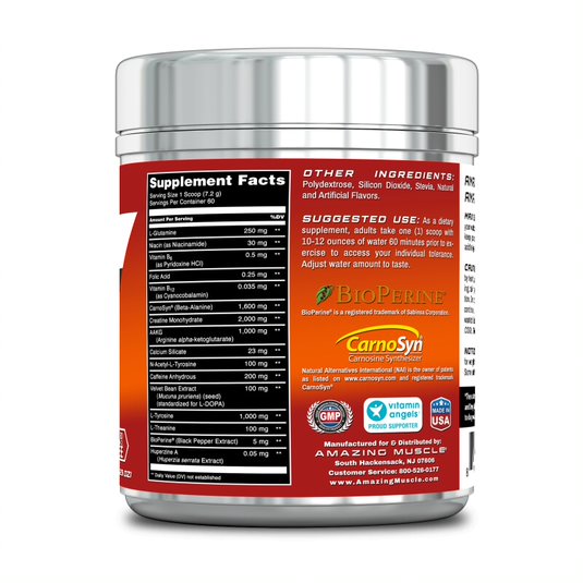 Amazing Muscle Max Boost Pre-Workout Formula | Fruit Punch Flavor | 60 Servings | 7.2 Grams per Serving