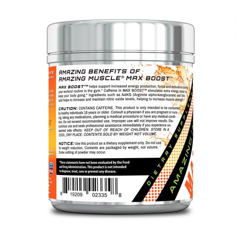 Image of Amazing Muscle Max Boost Advanced Pre-Workout Formula 60 Servings (Orange) - With Stevia