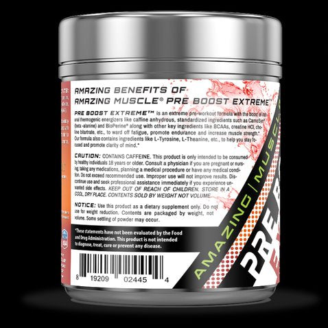 Image of Amazing Muscle Pre Boost Extreme- Pre-Workout with Caffeine | 20 Servings | Fruit Punch