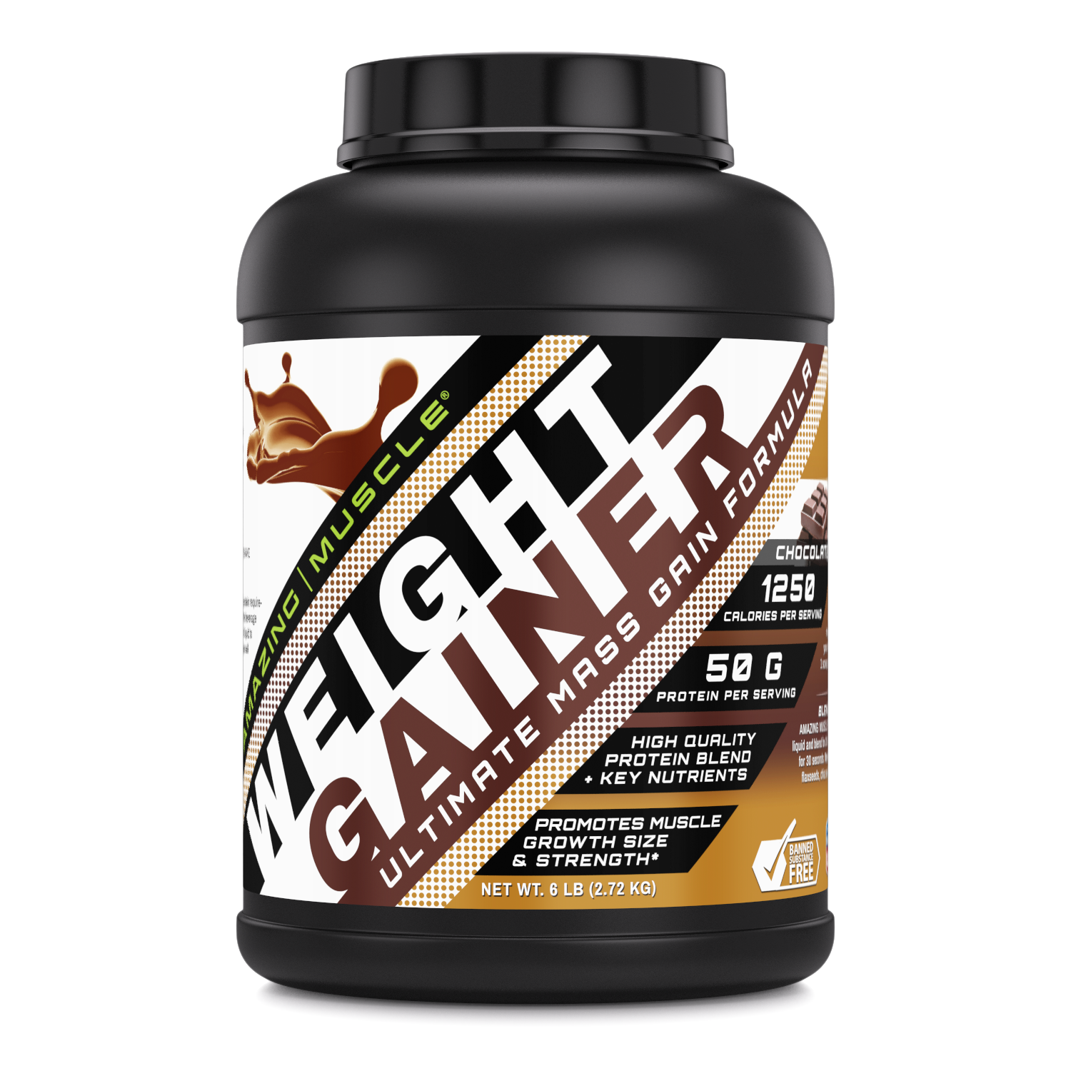 Amazing Muscle Weight Gainer Protein Powder | Chocolate Flavor | 6 Lb | 50 G Protein per Serving | 8 Servings