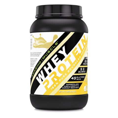 Image of Amazing Muscle Whey Protein Isolate & Concentrate 2 Lbs Banana Flavor