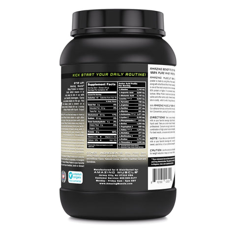 Amazing Muscle Whey Protein (Isolate & Concentrate) 2 Lbs Cookies & Cream Flavor