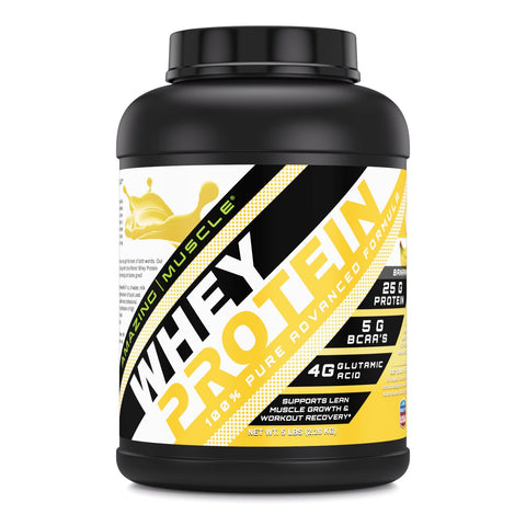 Amazing Muscle Whey Protein Isolate & Concentrate | 5 Lb | Banana