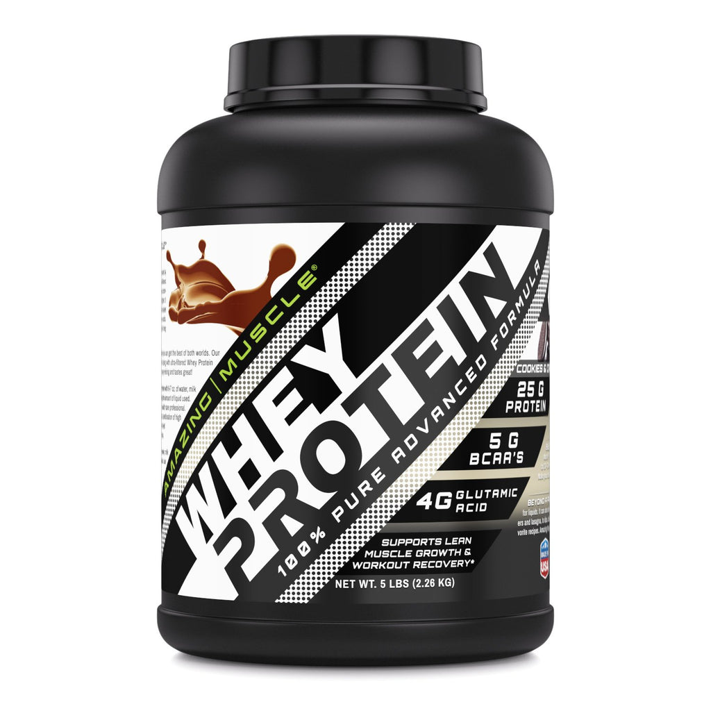 Amazing Muscle Whey Protein Isolate & Concentrate | 5 Lbs | Cookies & Cream Flavor
