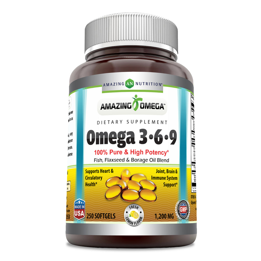 Amazing Omega Omega 3.6.9 | 1200 Mg | 250 Softgels | Lemon Flavor