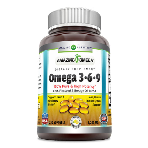 Image of Amazing Omega Omega 3.6.9 | 1200 Mg | 250 Softgels | Lemon Flavor