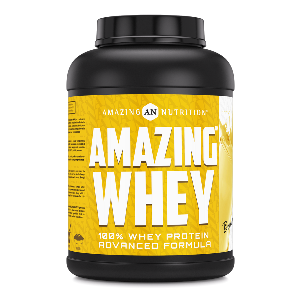 Amazing Whey Whey Protein Isolate & Concentrate  | 5 Lbs |  Banana Flavor