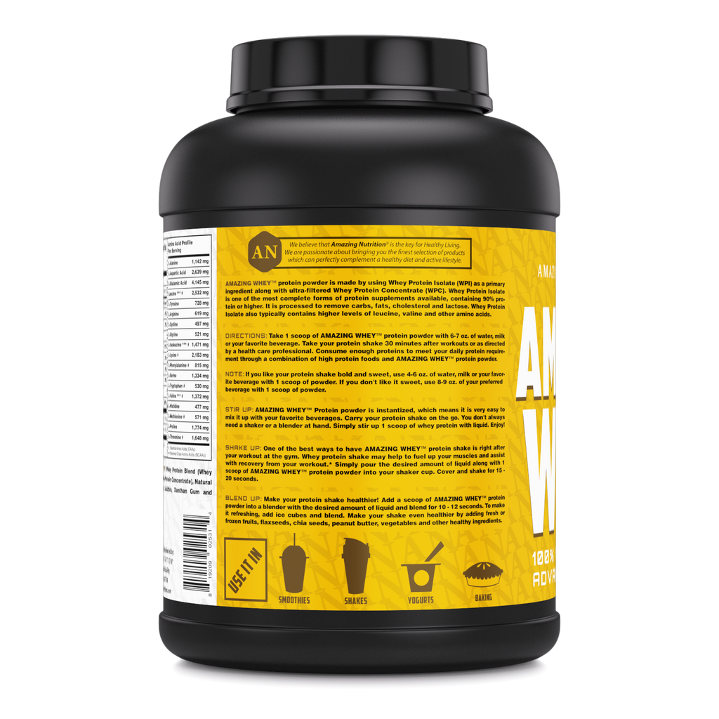 Amazing Whey Whey Protein Isolate & Concentrate  | 5 Lbs |  Banana Flavor