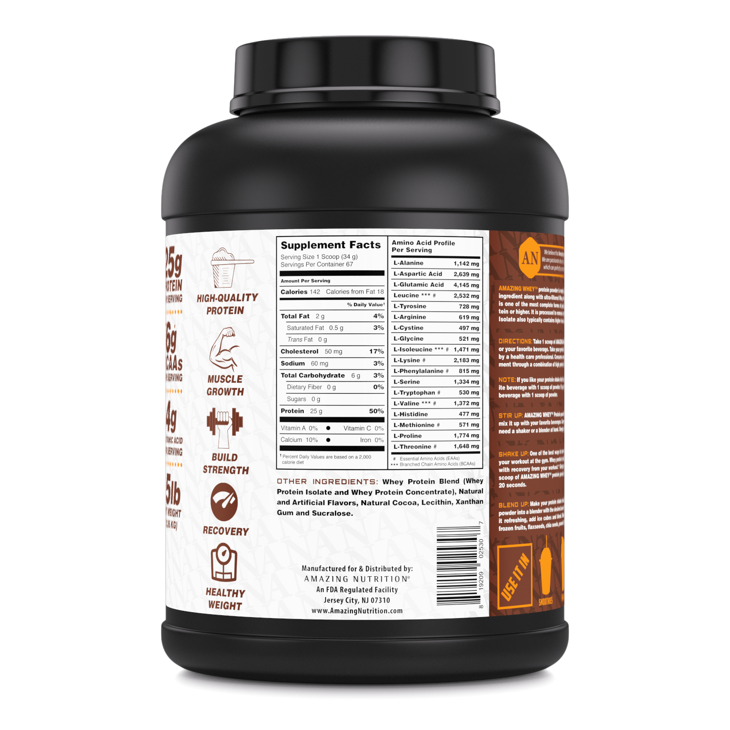 Amazing Whey Whey Protein Isolate & Concentrate  | 5 Lbs | Chocolate Flavor