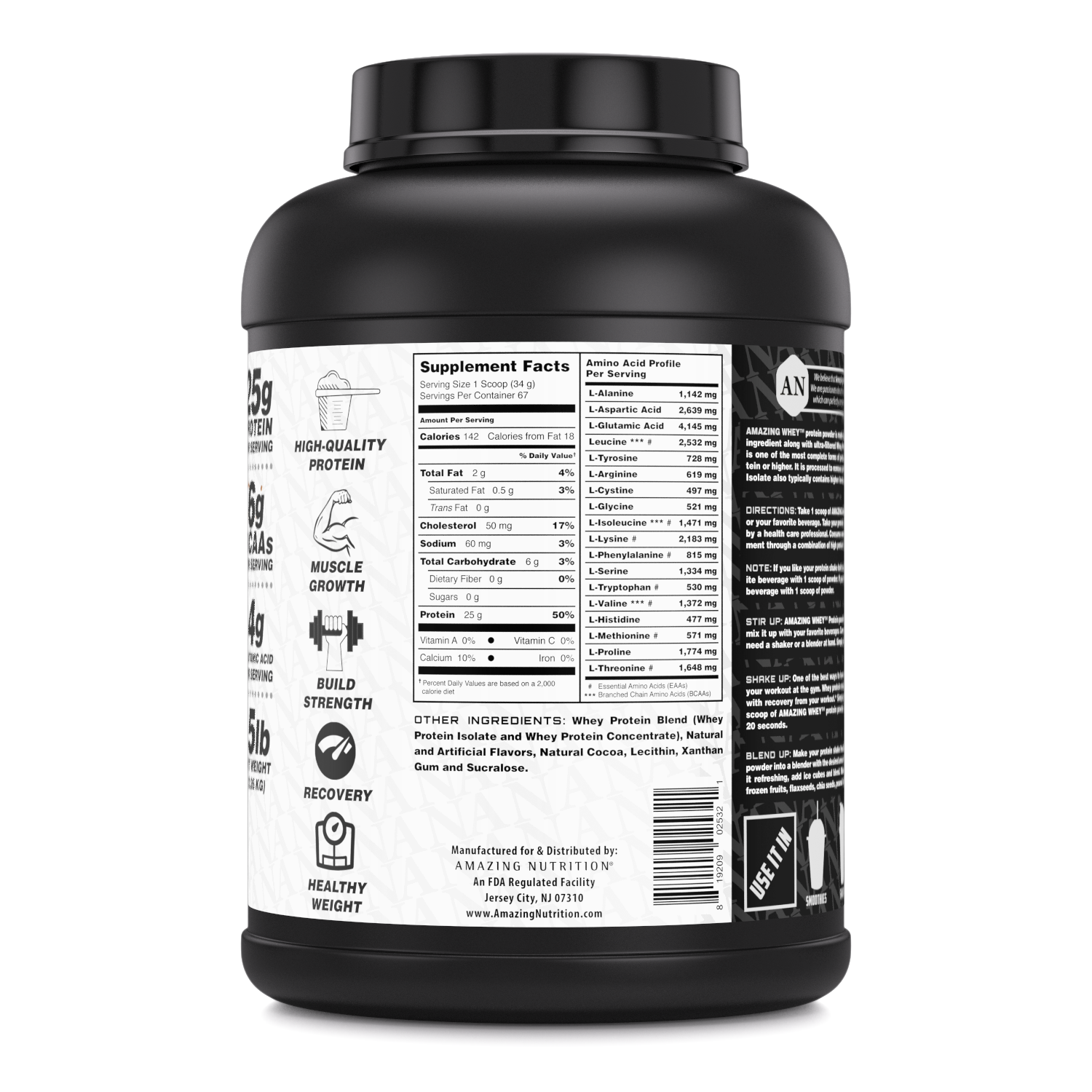 Amazing Whey Whey Protein Isolate & Concentrate | 5 Lbs |  Cookies & Cream Flavor