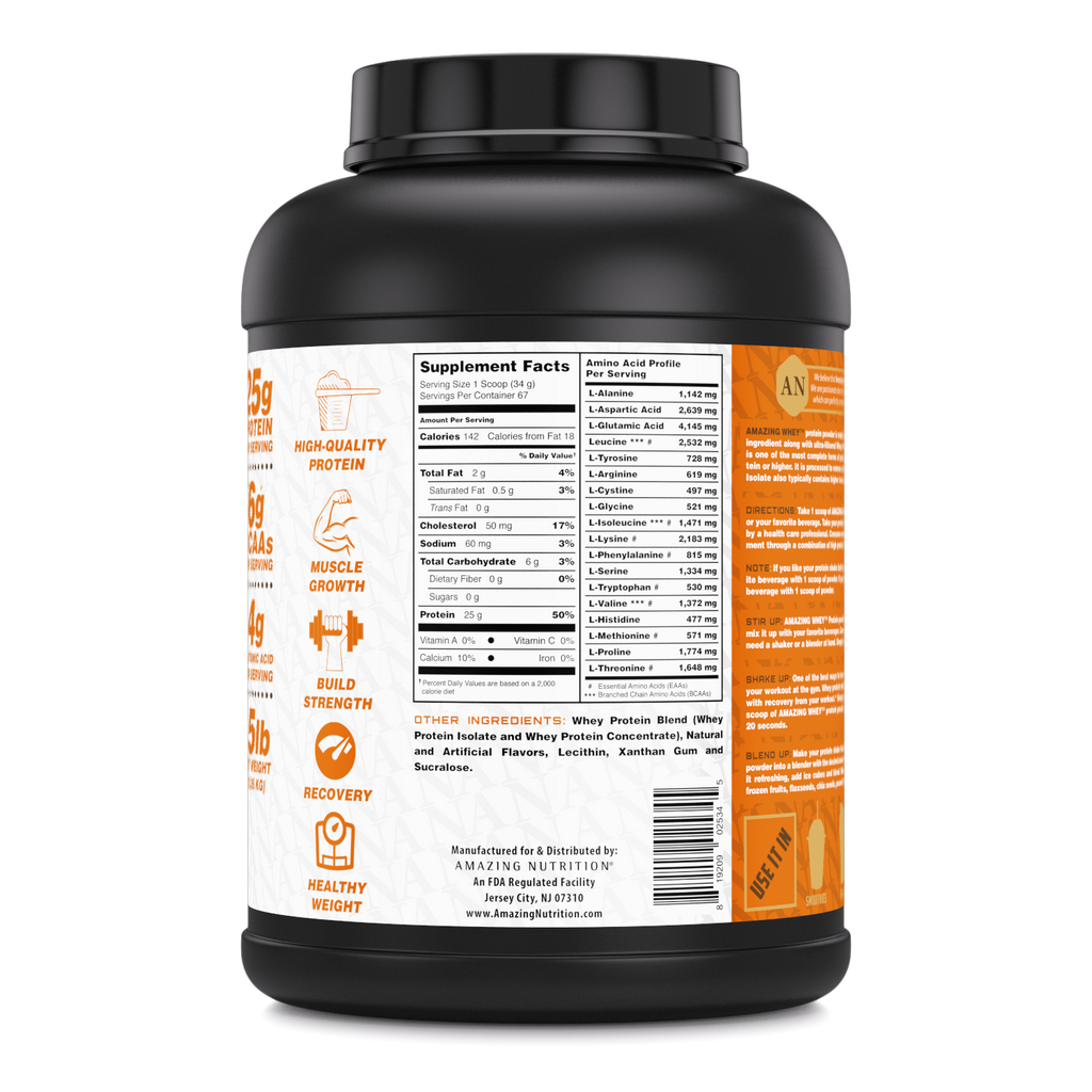 Amazing Whey Whey Protein (Isolate & Concentrate) - 5 Lb, Peanut Butter Flavor