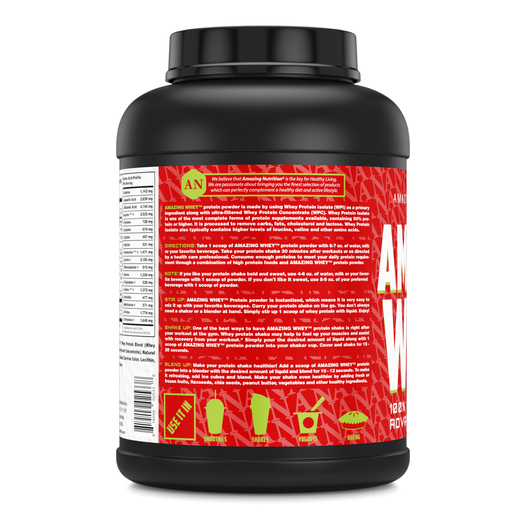 Amazing Whey Whey Protein Isolate & Concentrate  | 5 Lbs | Strawberry Flavor