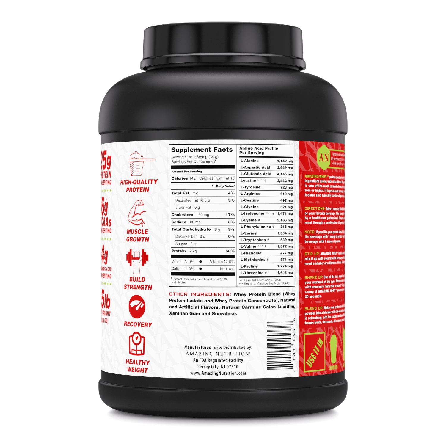 Amazing Whey Whey Protein Isolate & Concentrate  | 5 Lbs | Strawberry Flavor