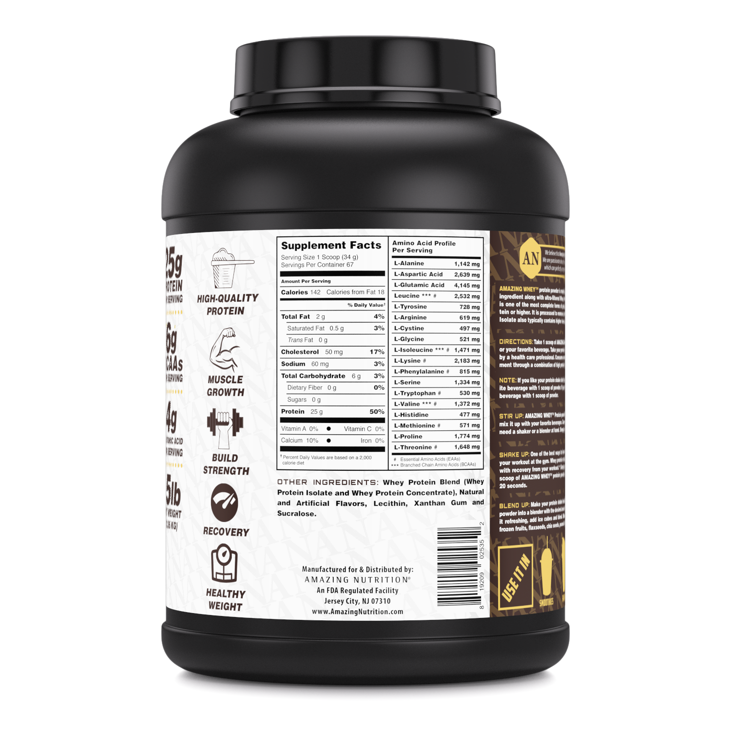 Amazing Whey Whey Protein (Isolate & Concentrate) - 5 Lb, Vanilla Flavor
