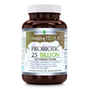 Amazing Flora Probiotic 13 Strains 25 Billion 60 Vegetarian Capsules - Amazing Nutrition
