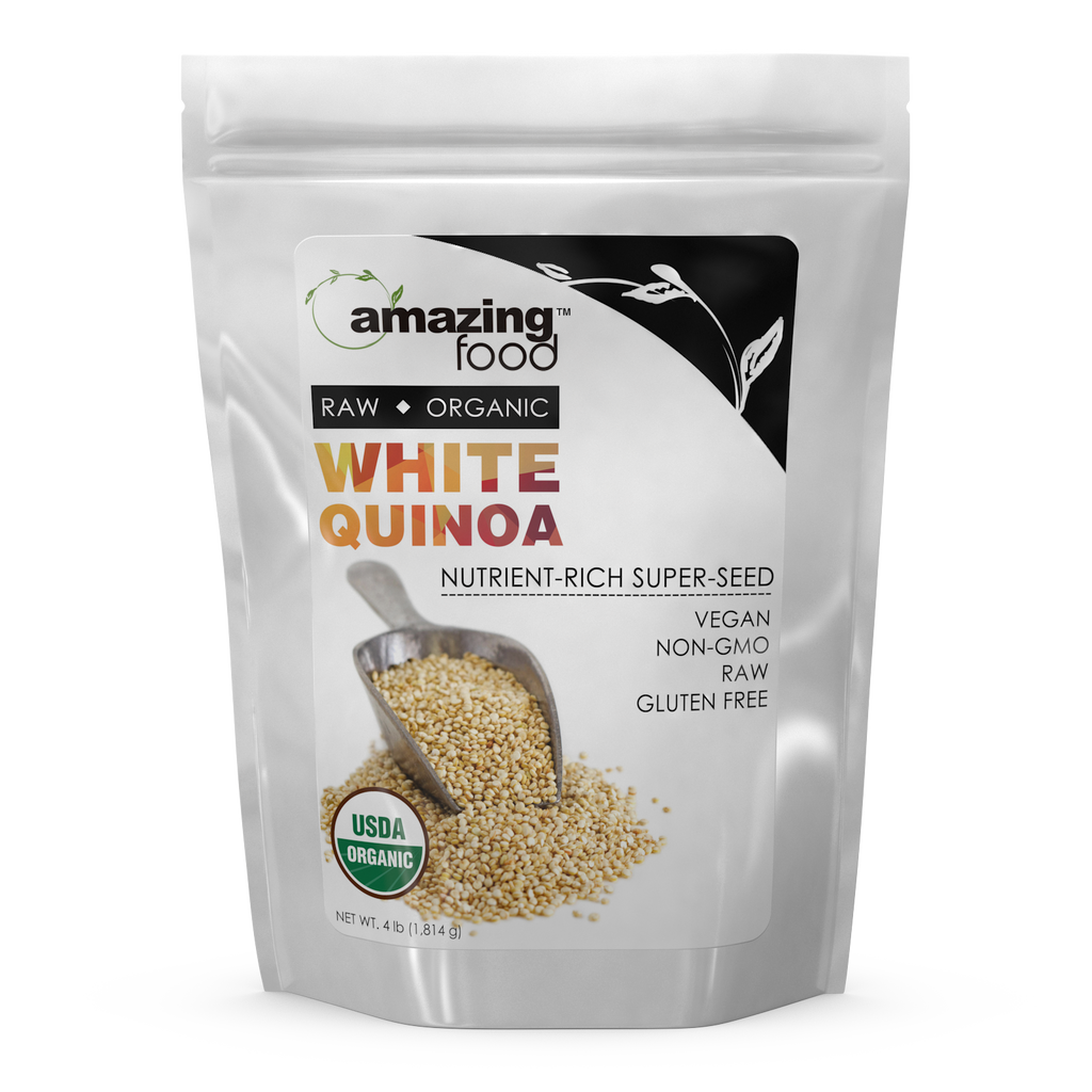 Amazing Food Raw USDA Certified Organic White Quinoa  | 4 Lb