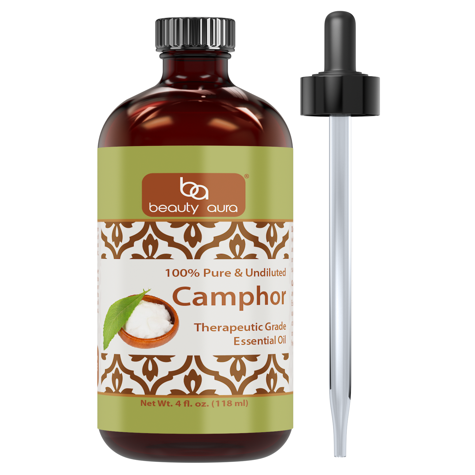 Beauty Aura 100% Pure & Undiluted Camphor Therapeutic Grade Essential Oil | 4 Fl Oz