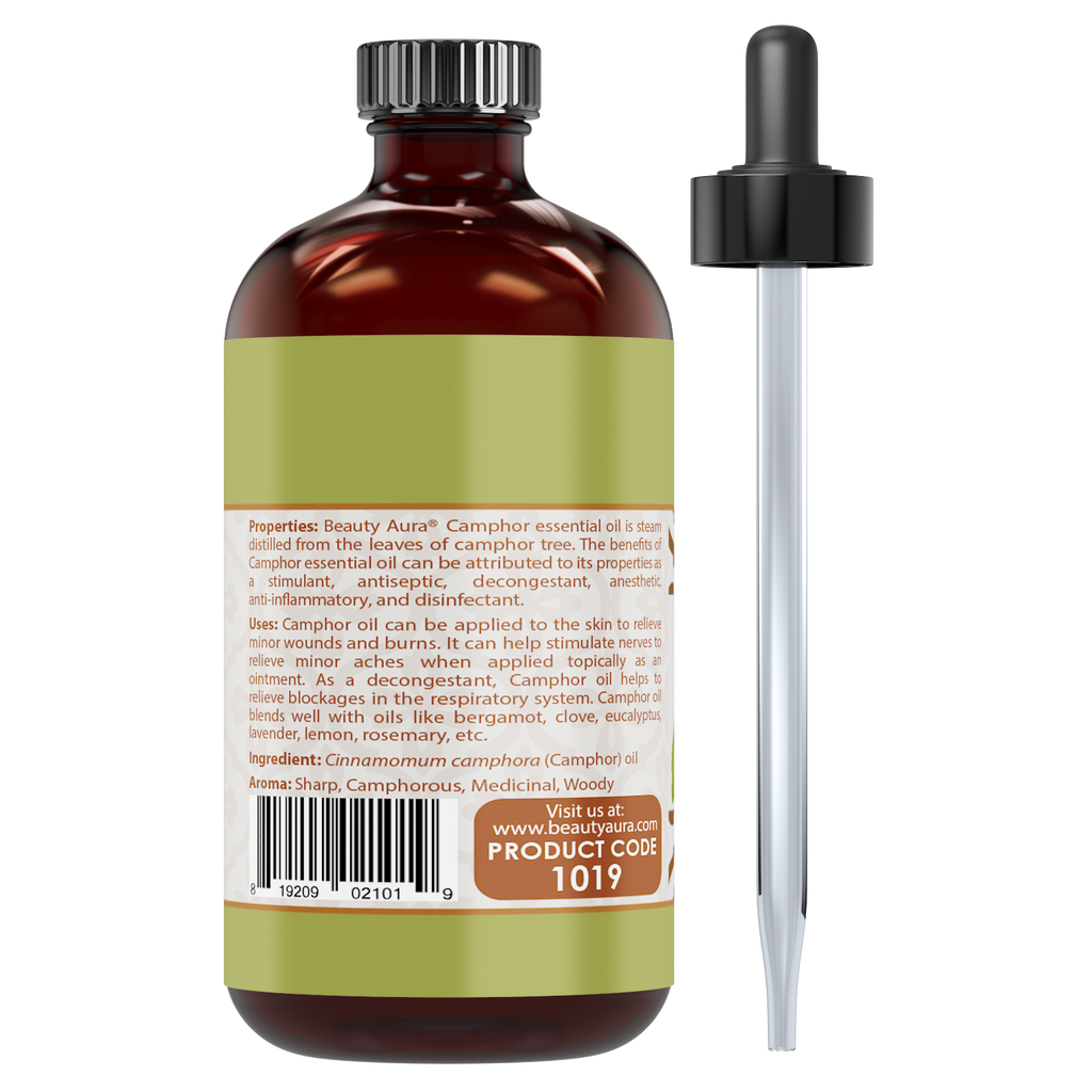 Beauty Aura 100% Pure & Undiluted Camphor Therapeutic Grade Essential Oil 4 fl Oz