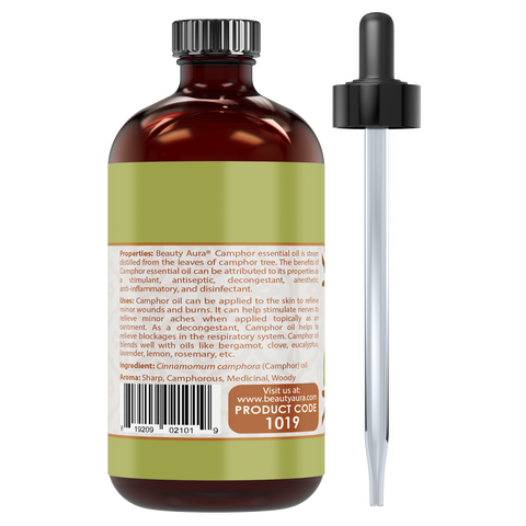Beauty Aura 100% Pure & Undiluted Camphor Therapeutic Grade Essential Oil | 4 Fl Oz