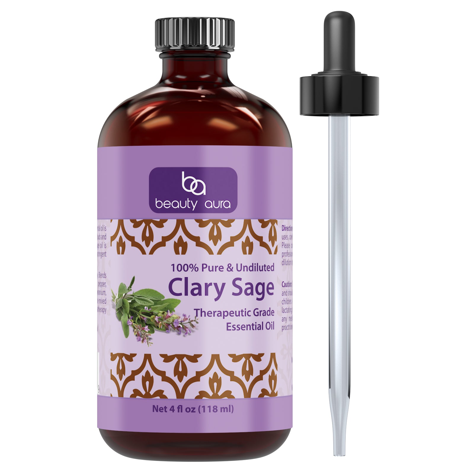 Beauty Aura Clary Sage Essential Oil | 4 Fl Oz | 118 Ml